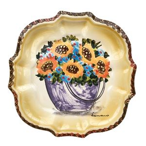 Vintage Italica Ars Italy Pottery Signed Lazzaro Serving Plate/ Vanity Accents